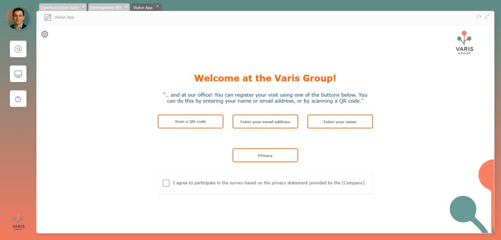 Screenshot of the Visitor App used for visitor registration